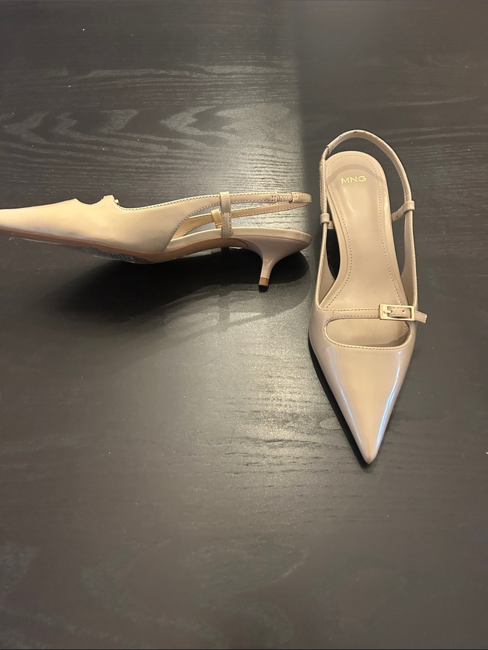 Mango Women's Pointed Slingback kitten heel Pumps in Nude - Picture 2 of 3